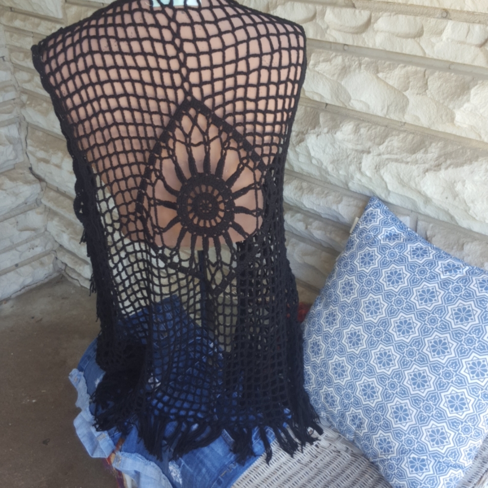 Boho Chic Open Weave Cardigan Cover Up M